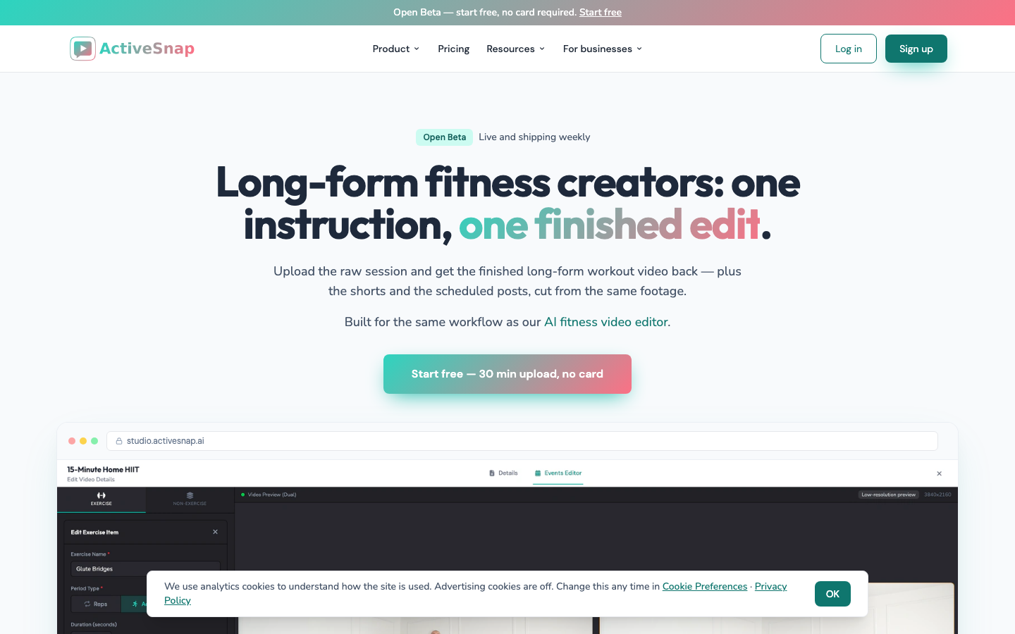 ActiveSnap homepage screenshot