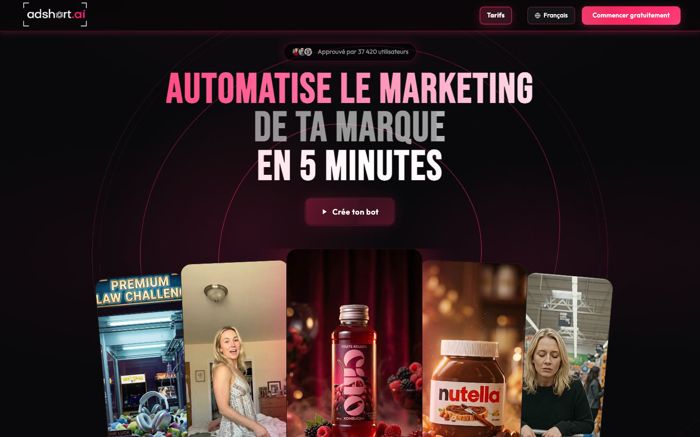 AdShort homepage screenshot