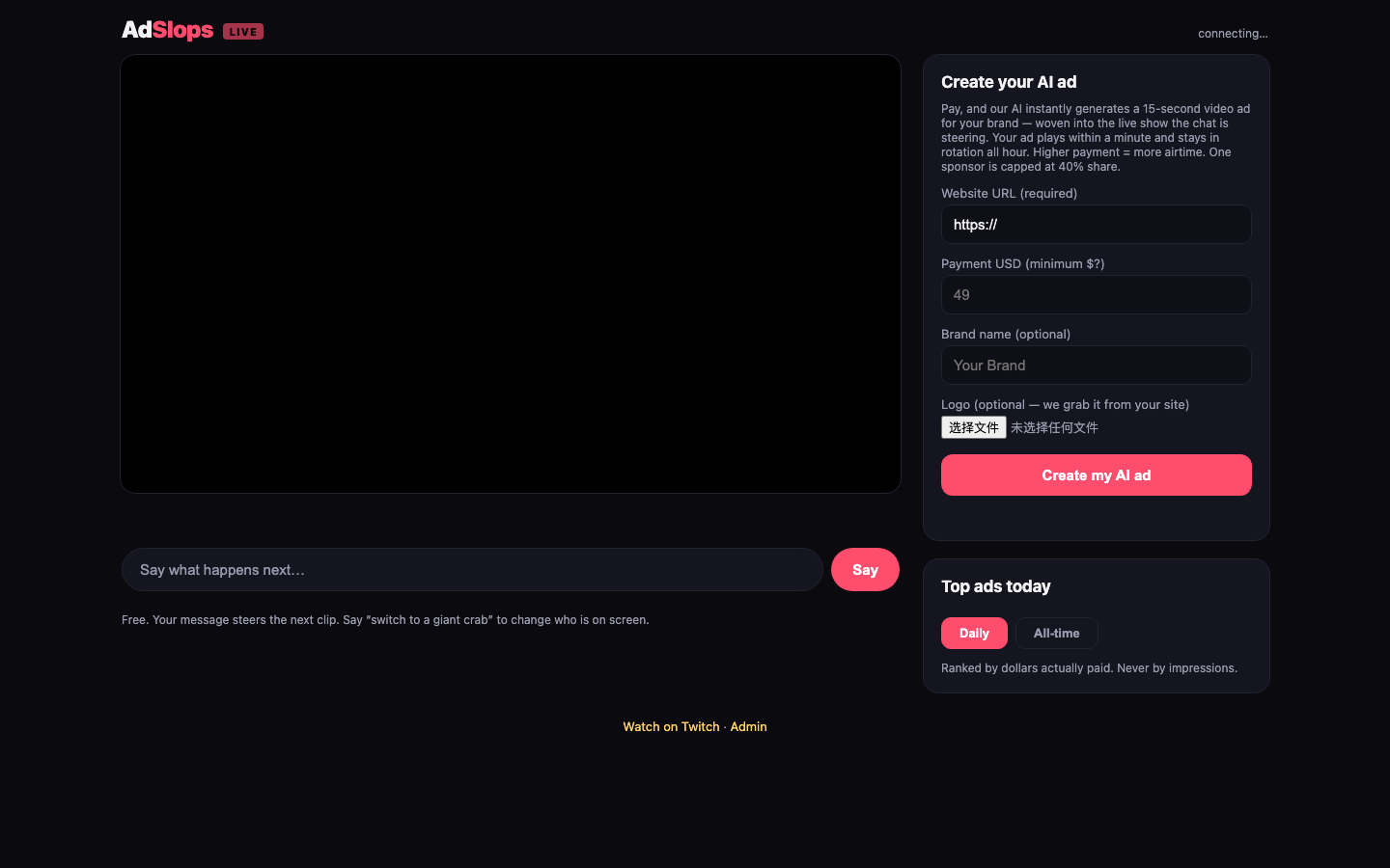 Ad Slops LIVE 首页截图
