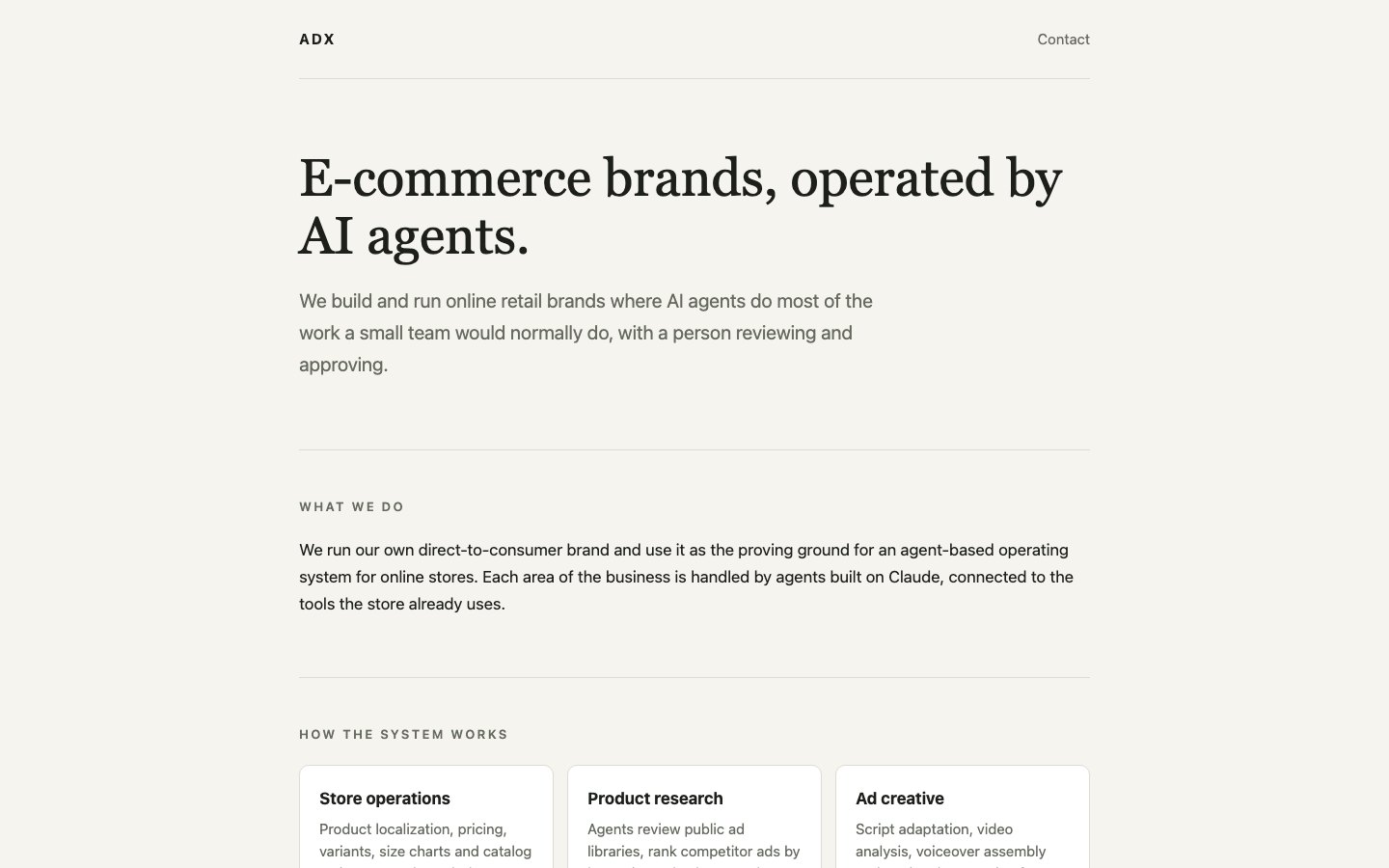 ADX homepage screenshot