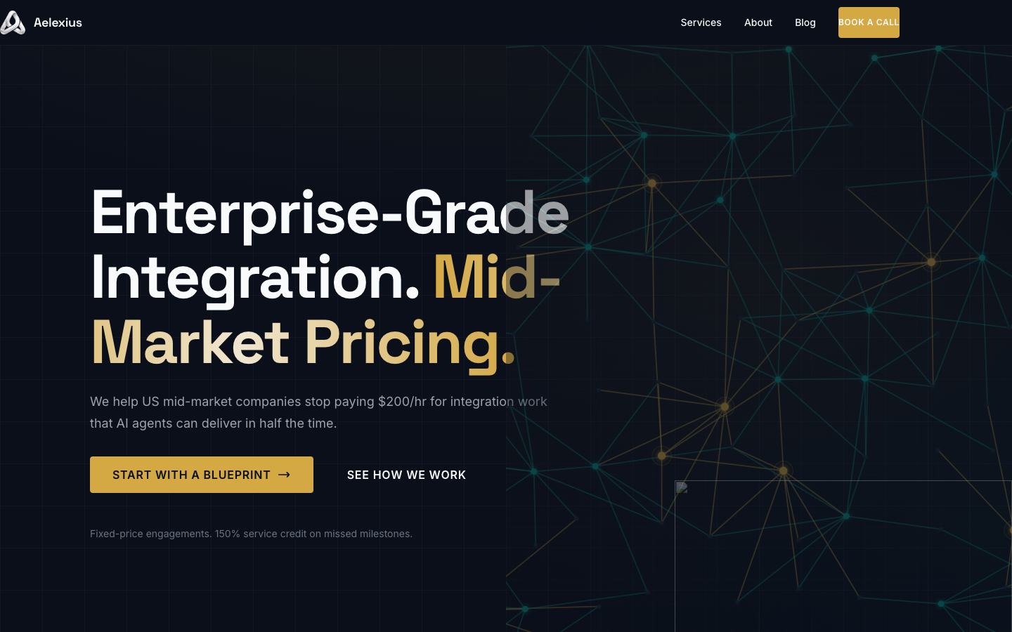 Aelexius homepage screenshot