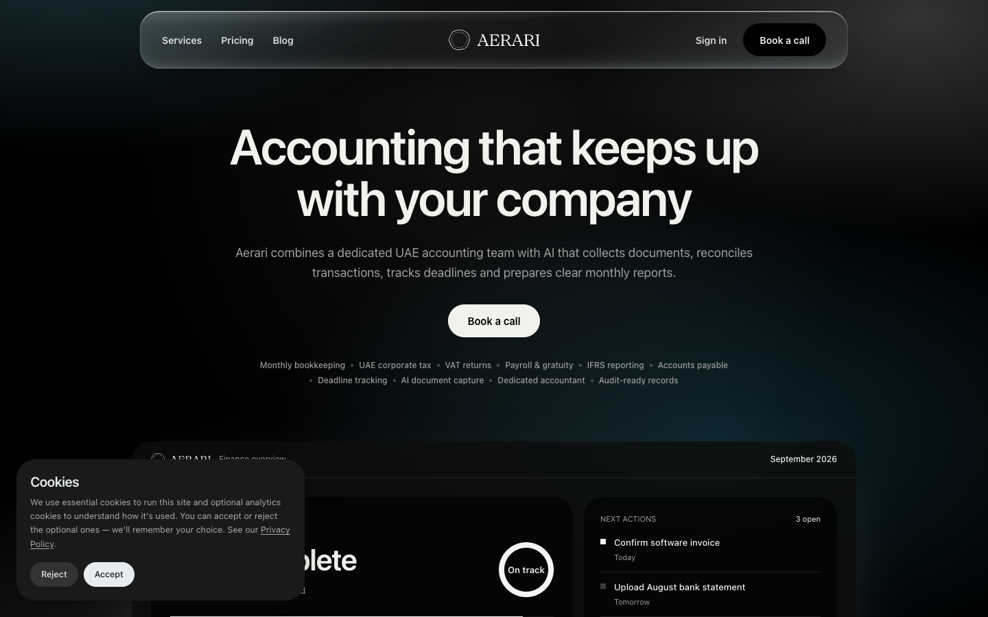 Aerari landing_page