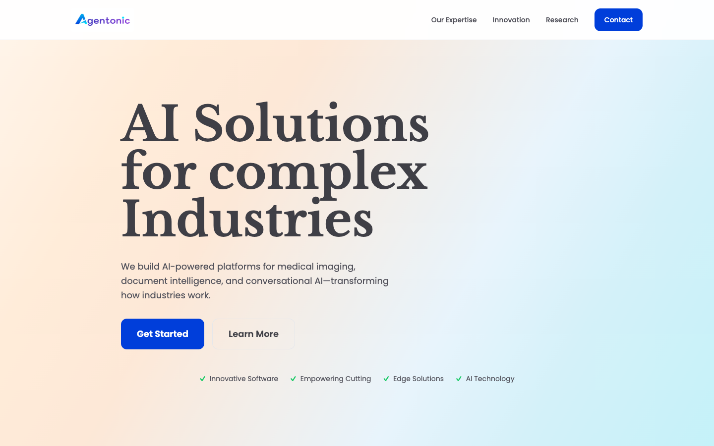 Agentonic homepage screenshot