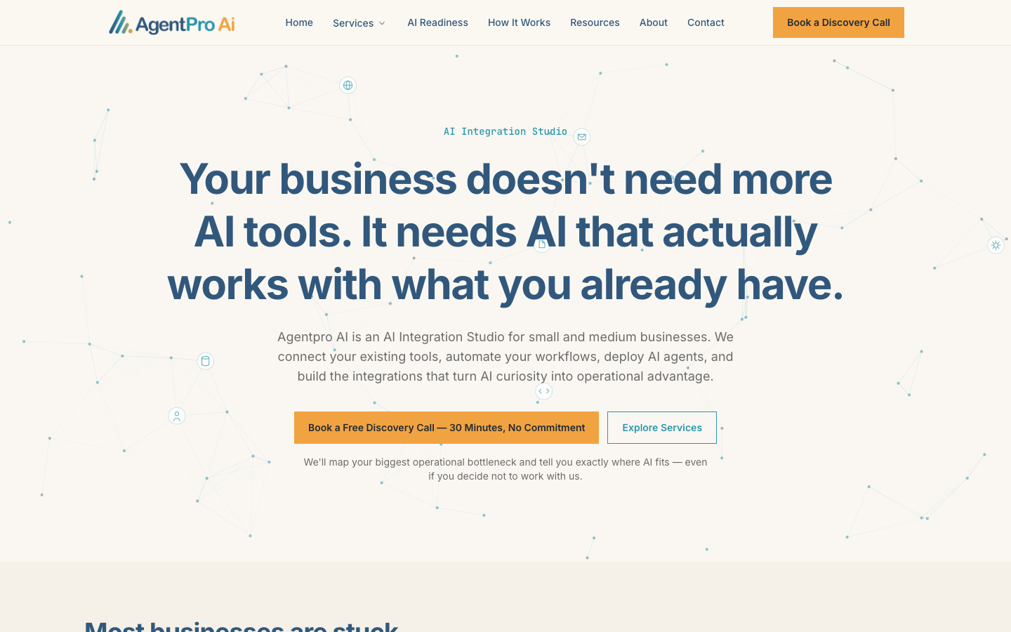 Agentpro homepage screenshot