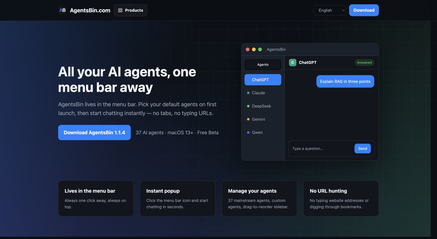 agentsbin.com landing_page