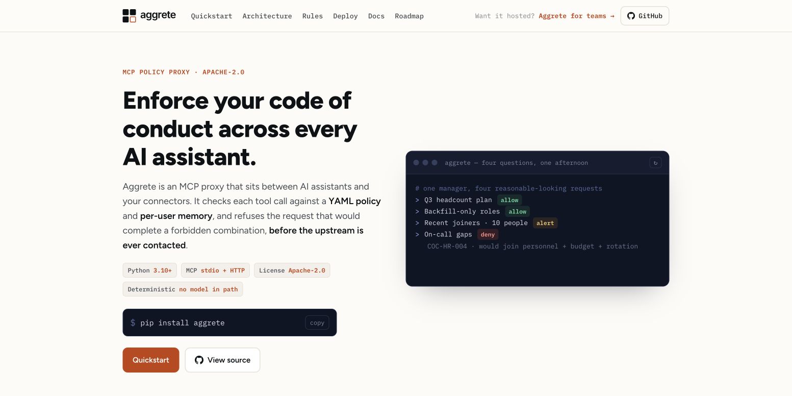 Aggrete homepage screenshot