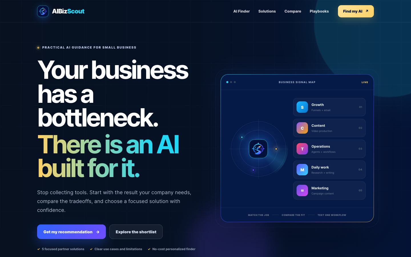 AIBizScout homepage screenshot