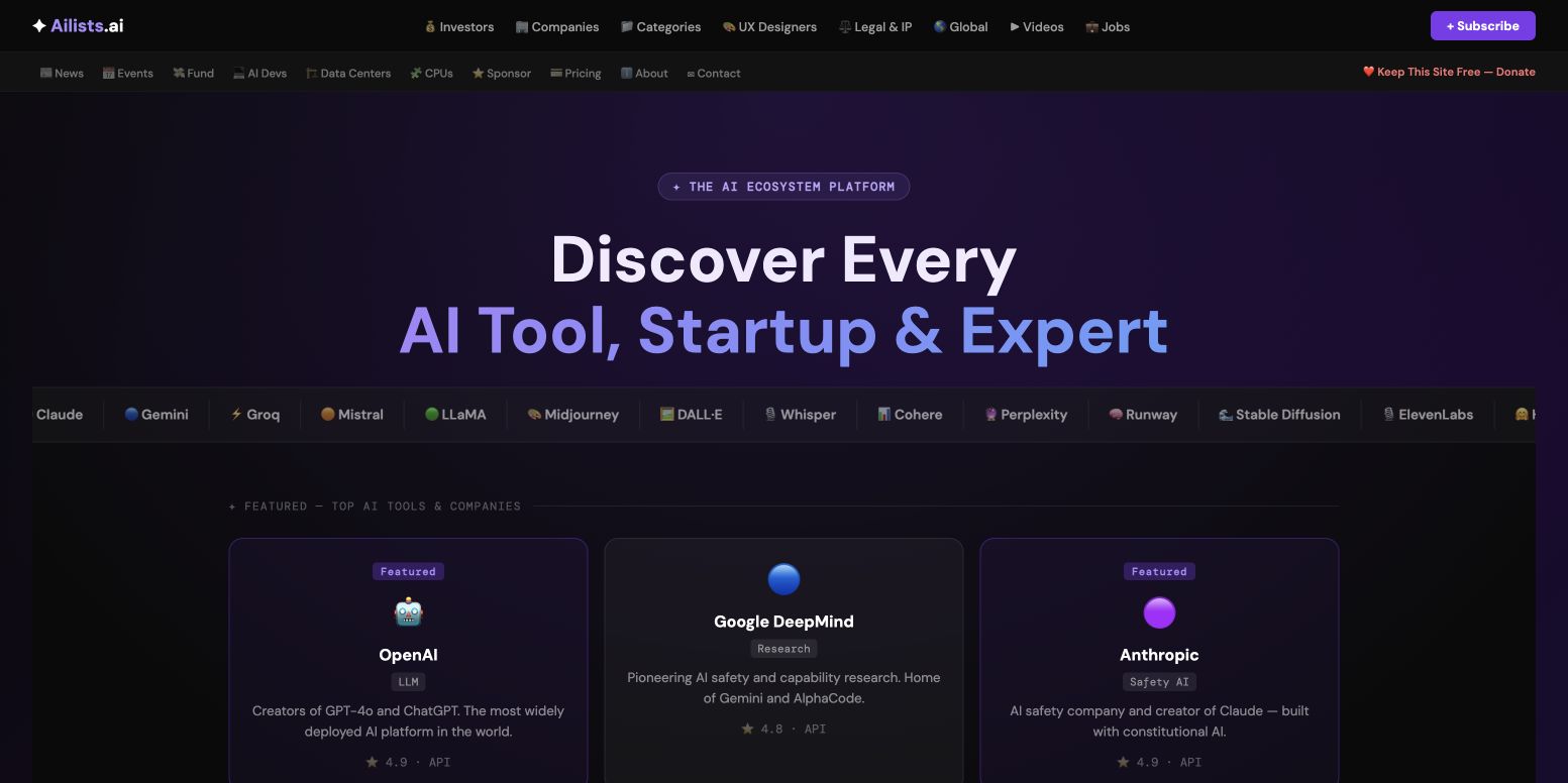 AI Lists 首页截图