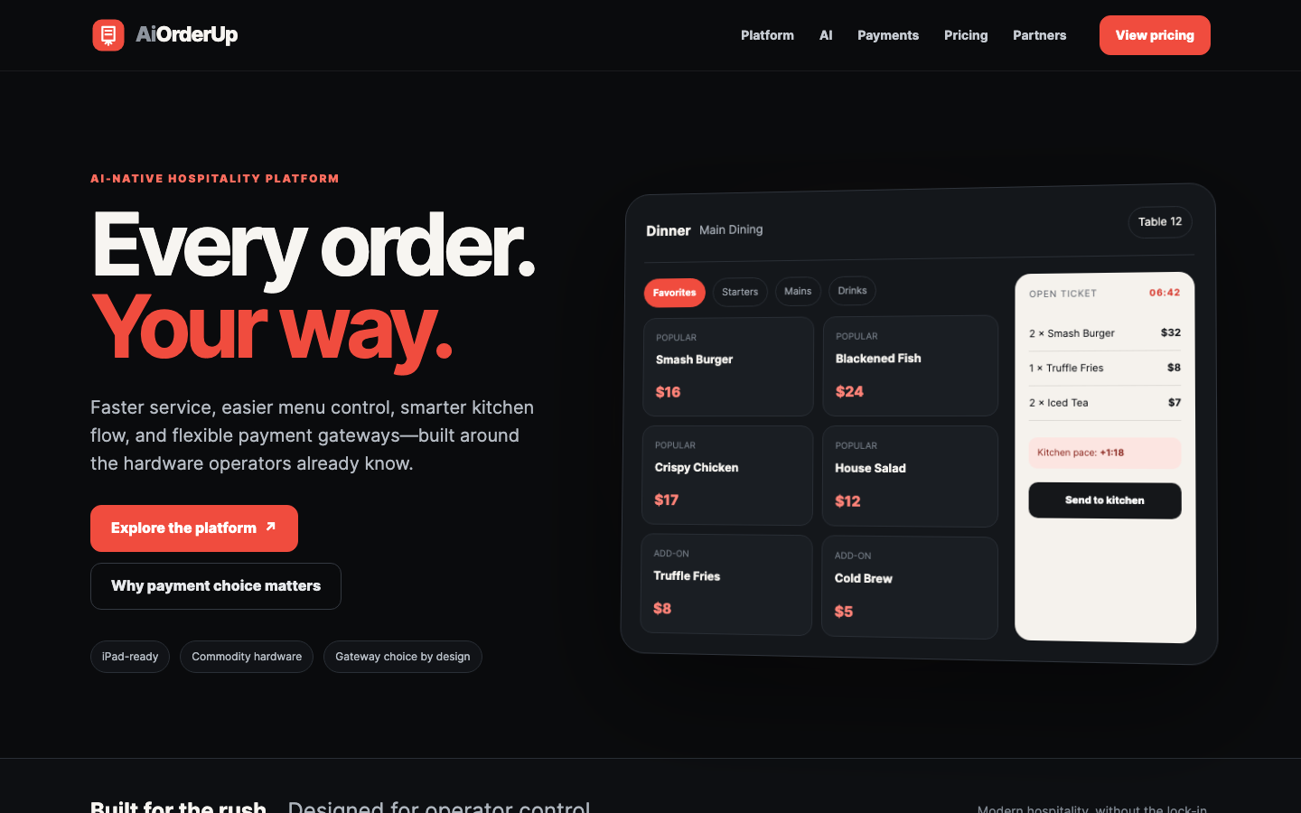AiOrderUp homepage screenshot