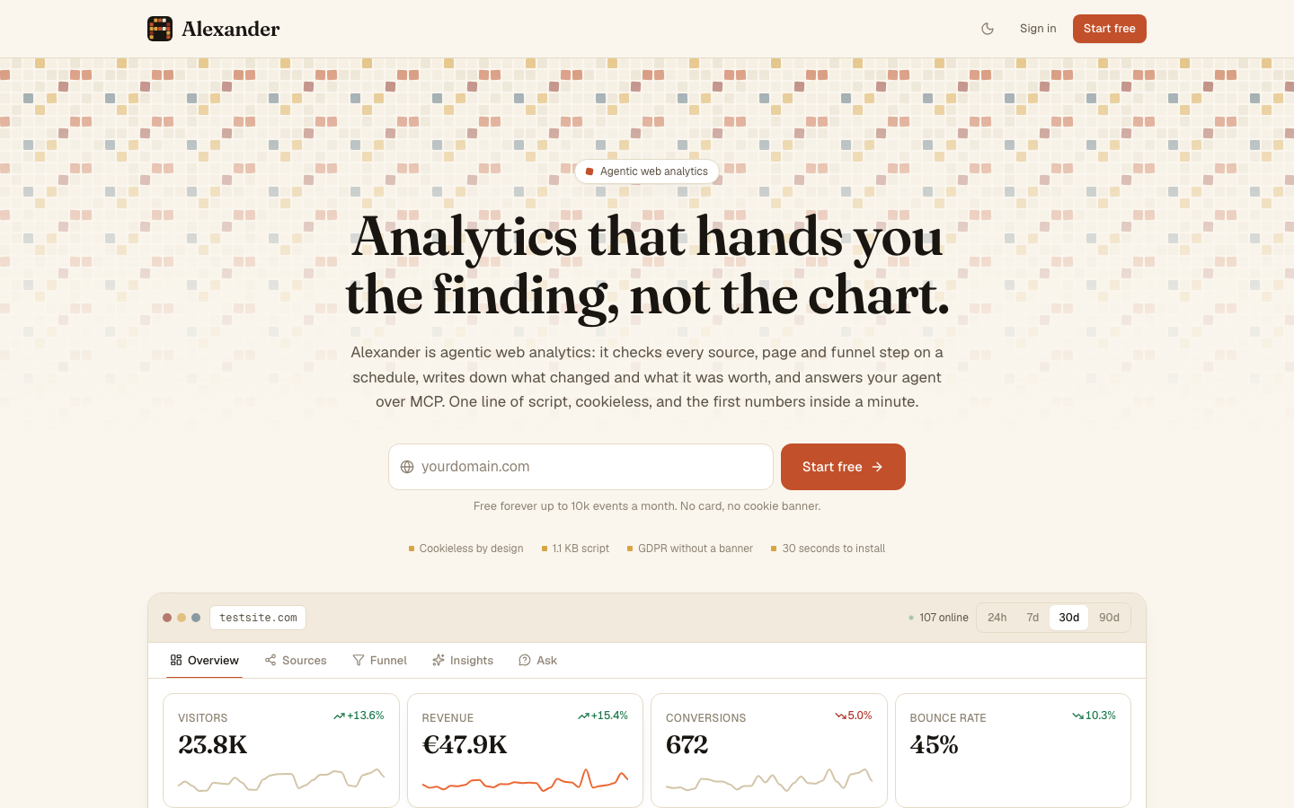 Alexander homepage screenshot