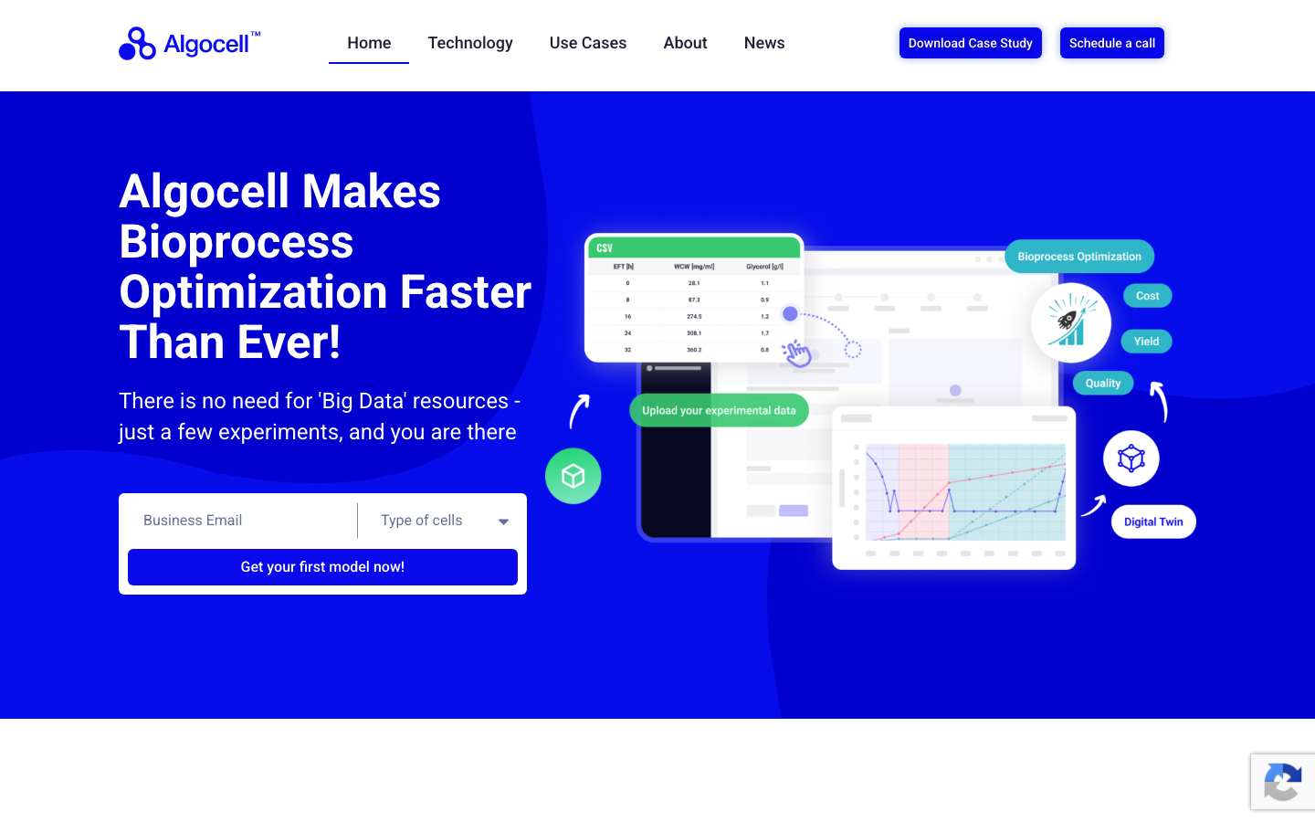 Algocell homepage screenshot