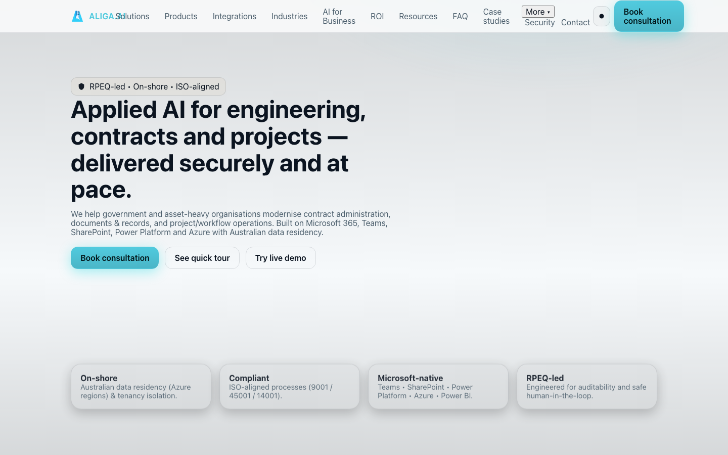 ALIGA homepage screenshot