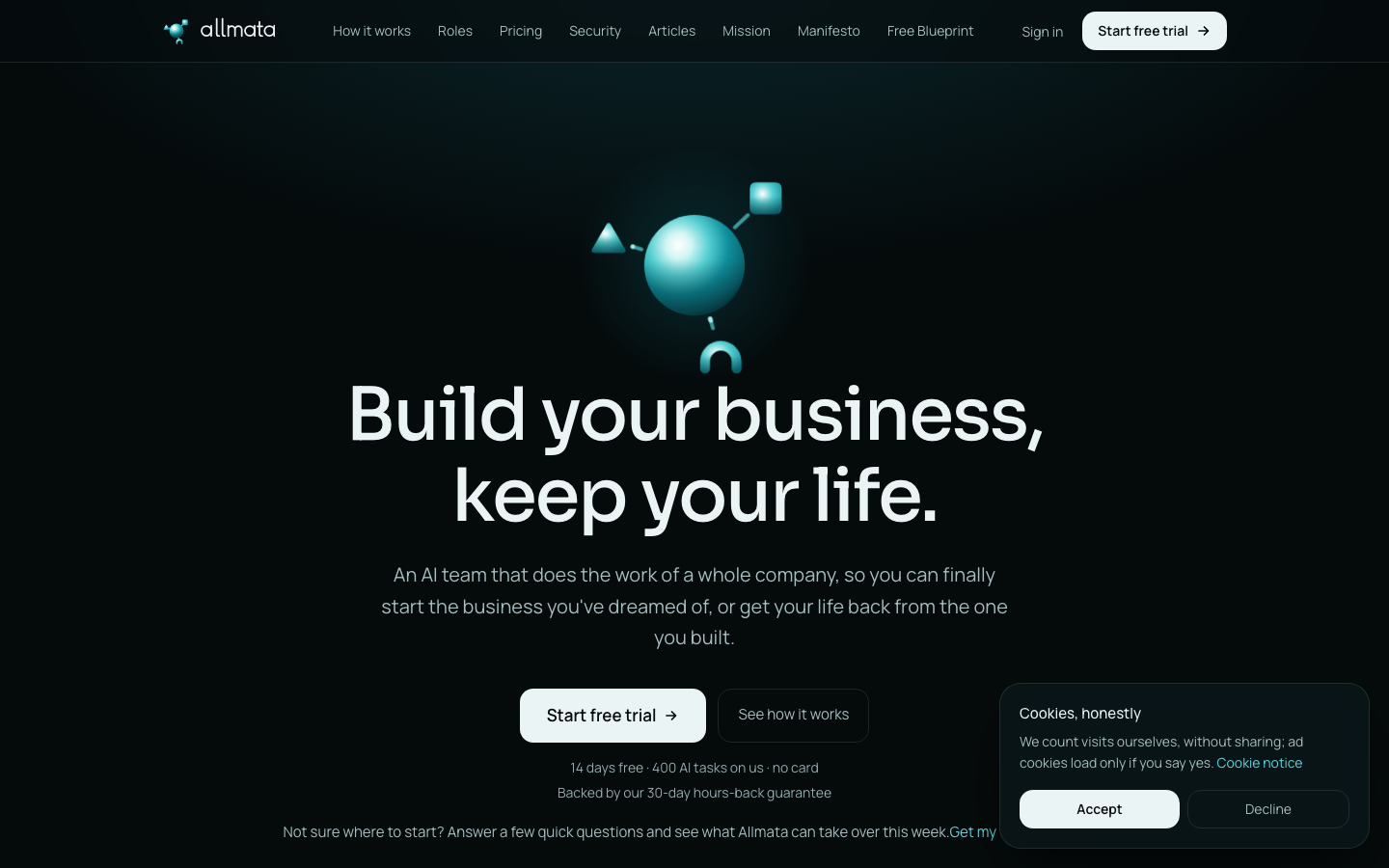 Allmata homepage screenshot