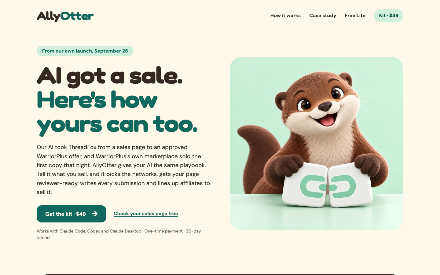 AllyOtter homepage screenshot