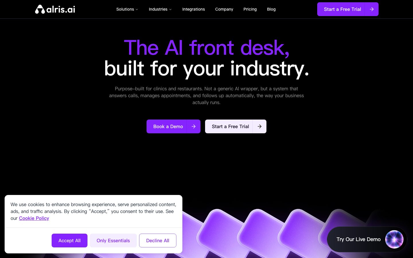 Alris homepage screenshot