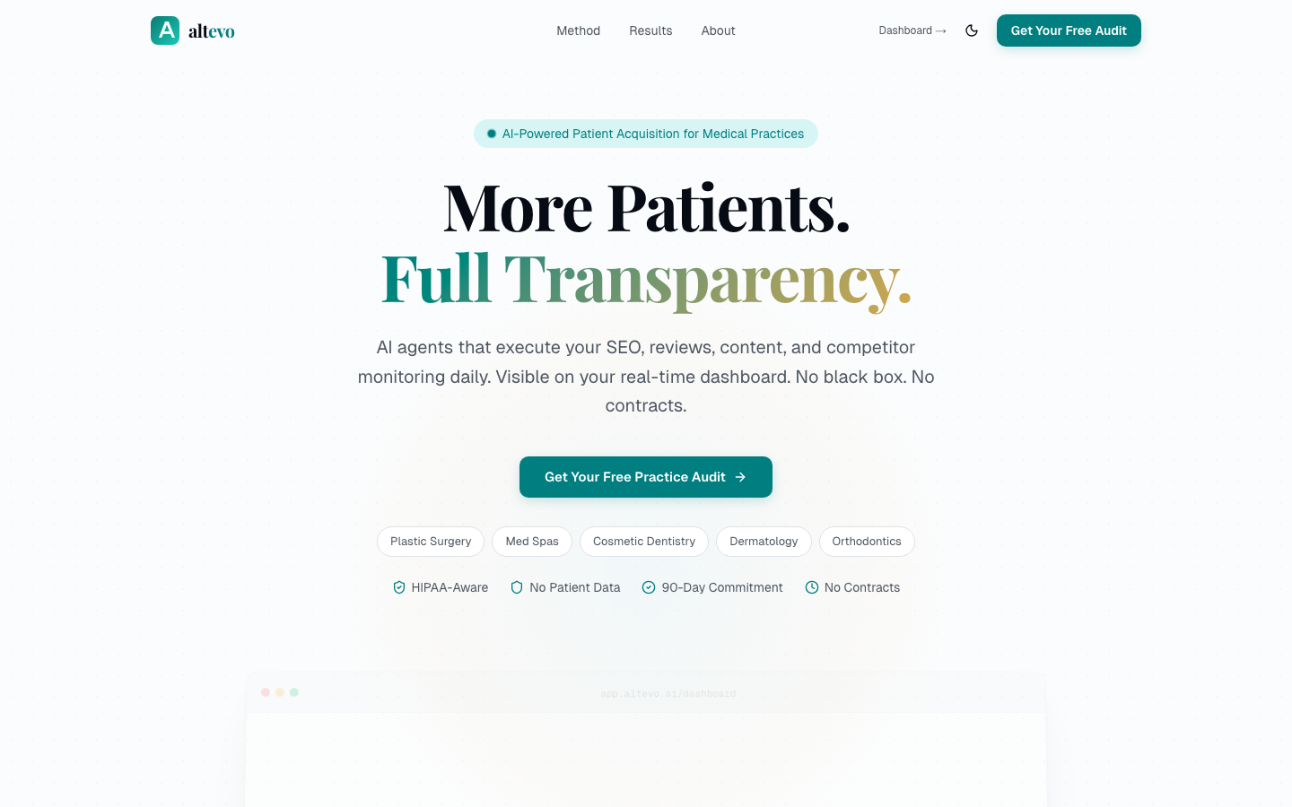 Altevo homepage screenshot