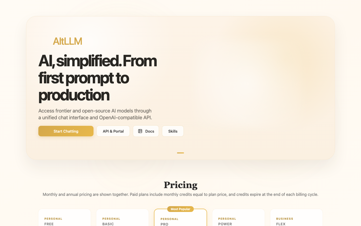 AltLLM homepage screenshot