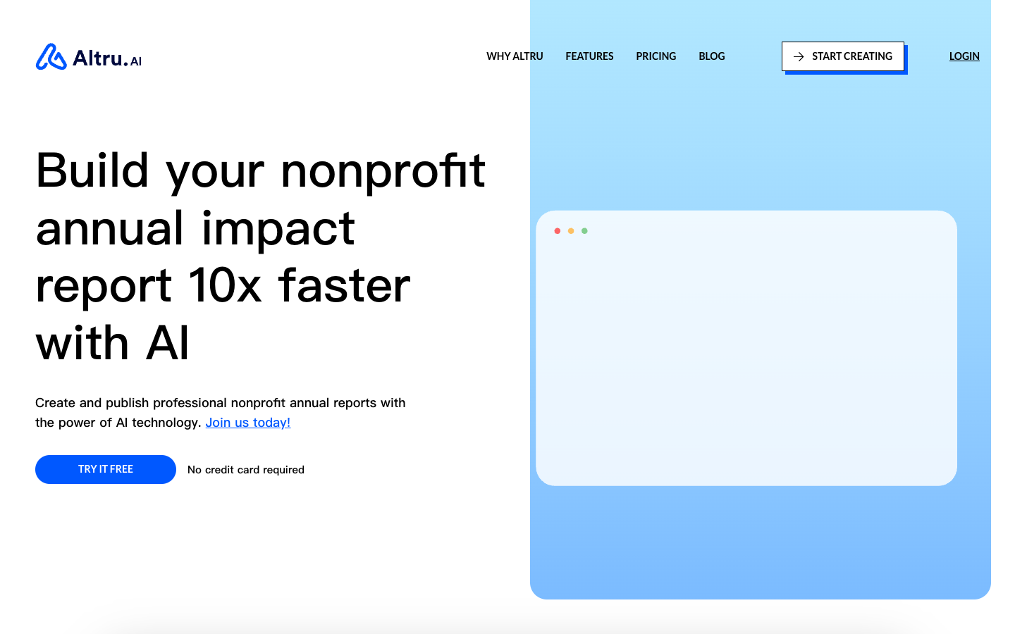 AltruAI homepage screenshot