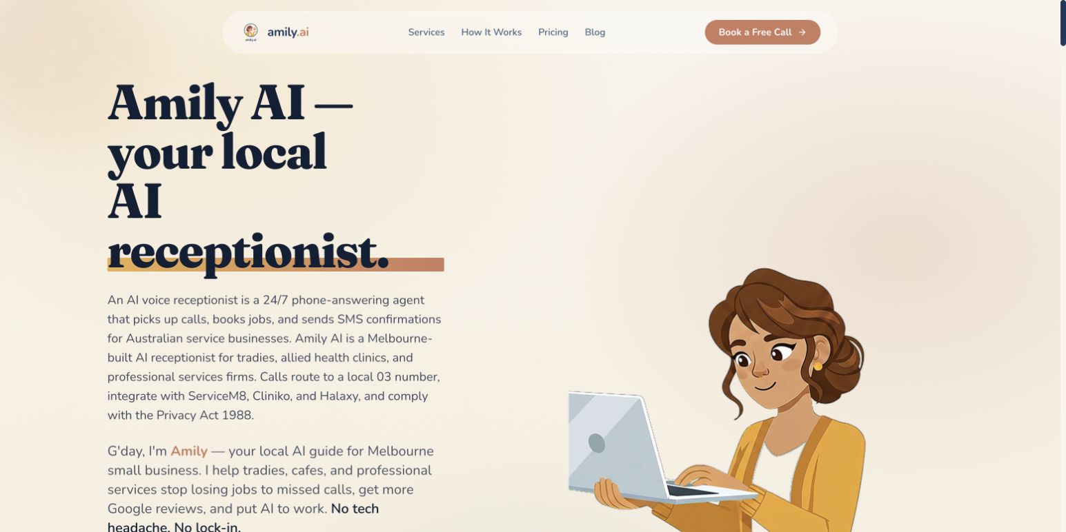 Amily AI homepage screenshot