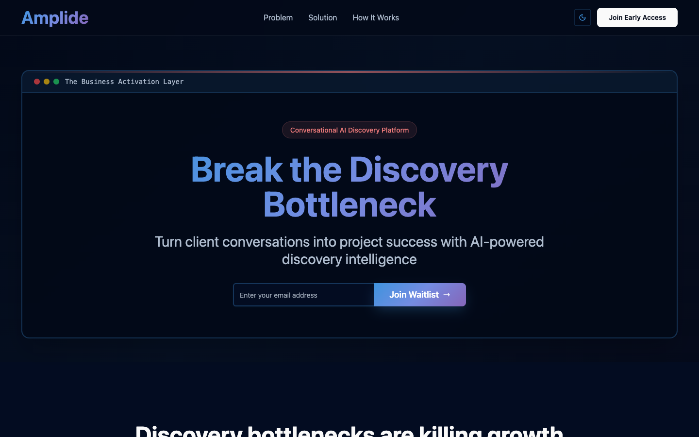 Amplide homepage screenshot