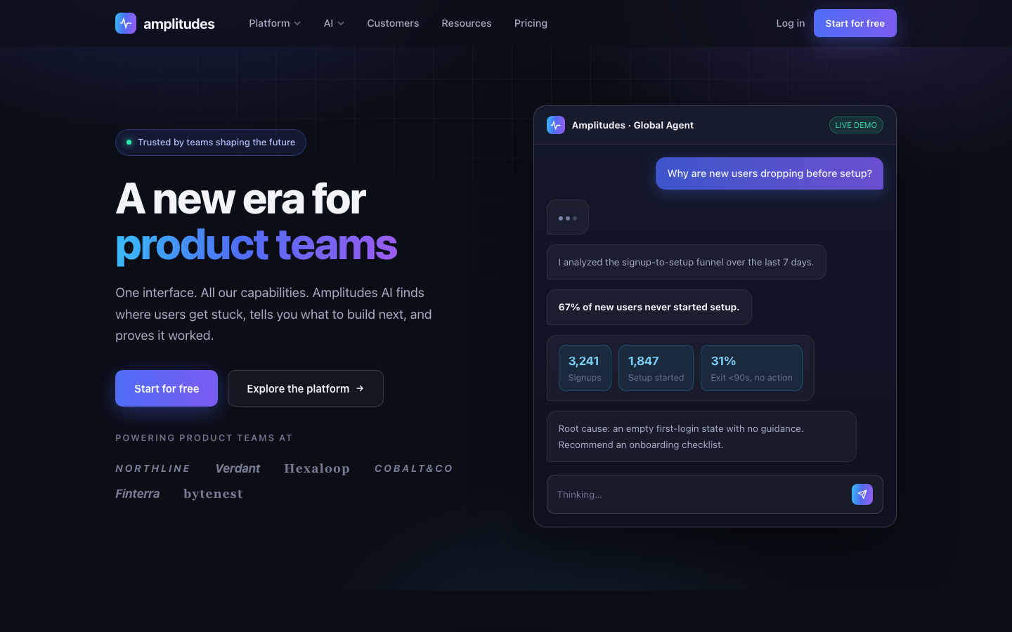 Amplitudes homepage screenshot