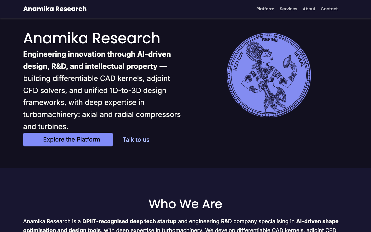 Anamika Research homepage screenshot
