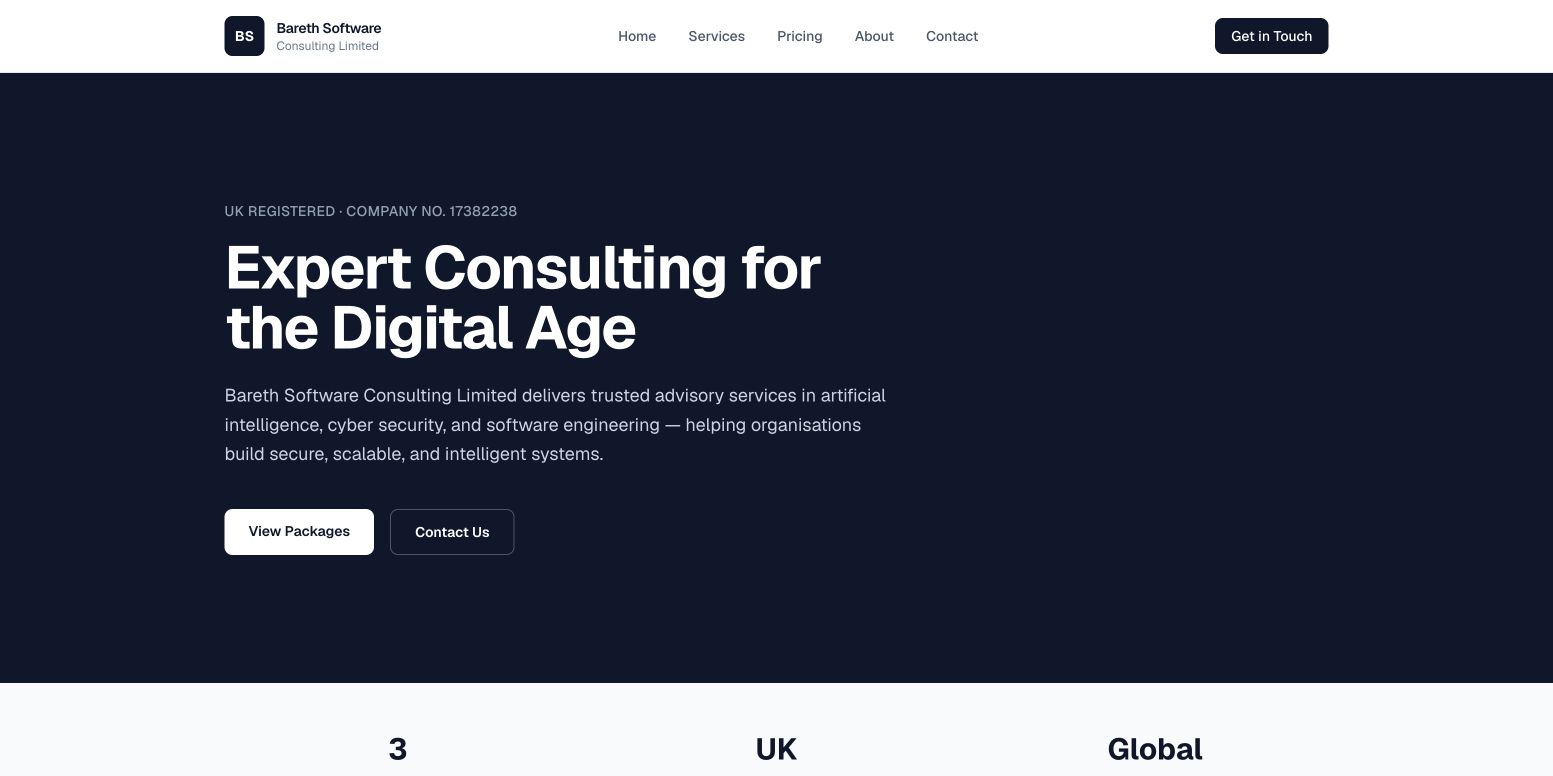 Bareth Software Consulting 首页截图