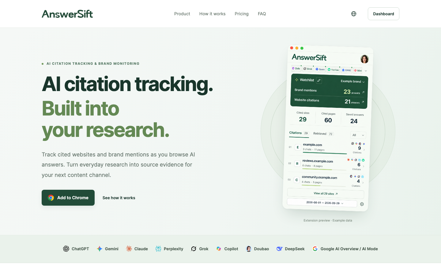 AnswerSift homepage screenshot