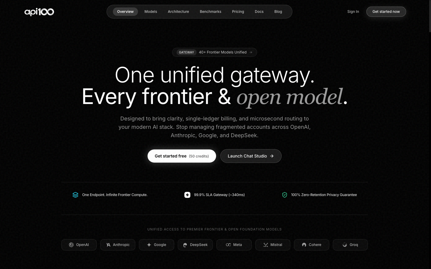 api100 homepage screenshot