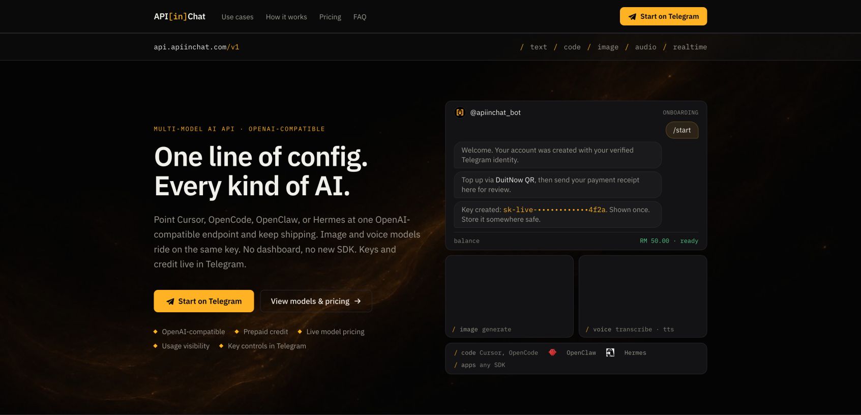 APIinChat 首页截图