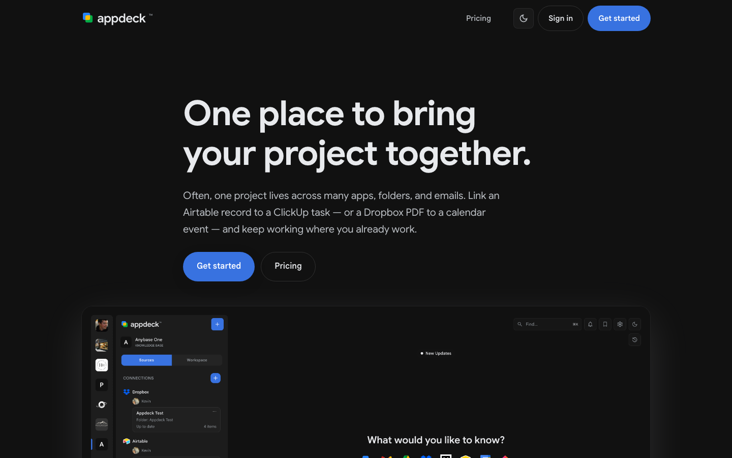 Appdeck homepage screenshot