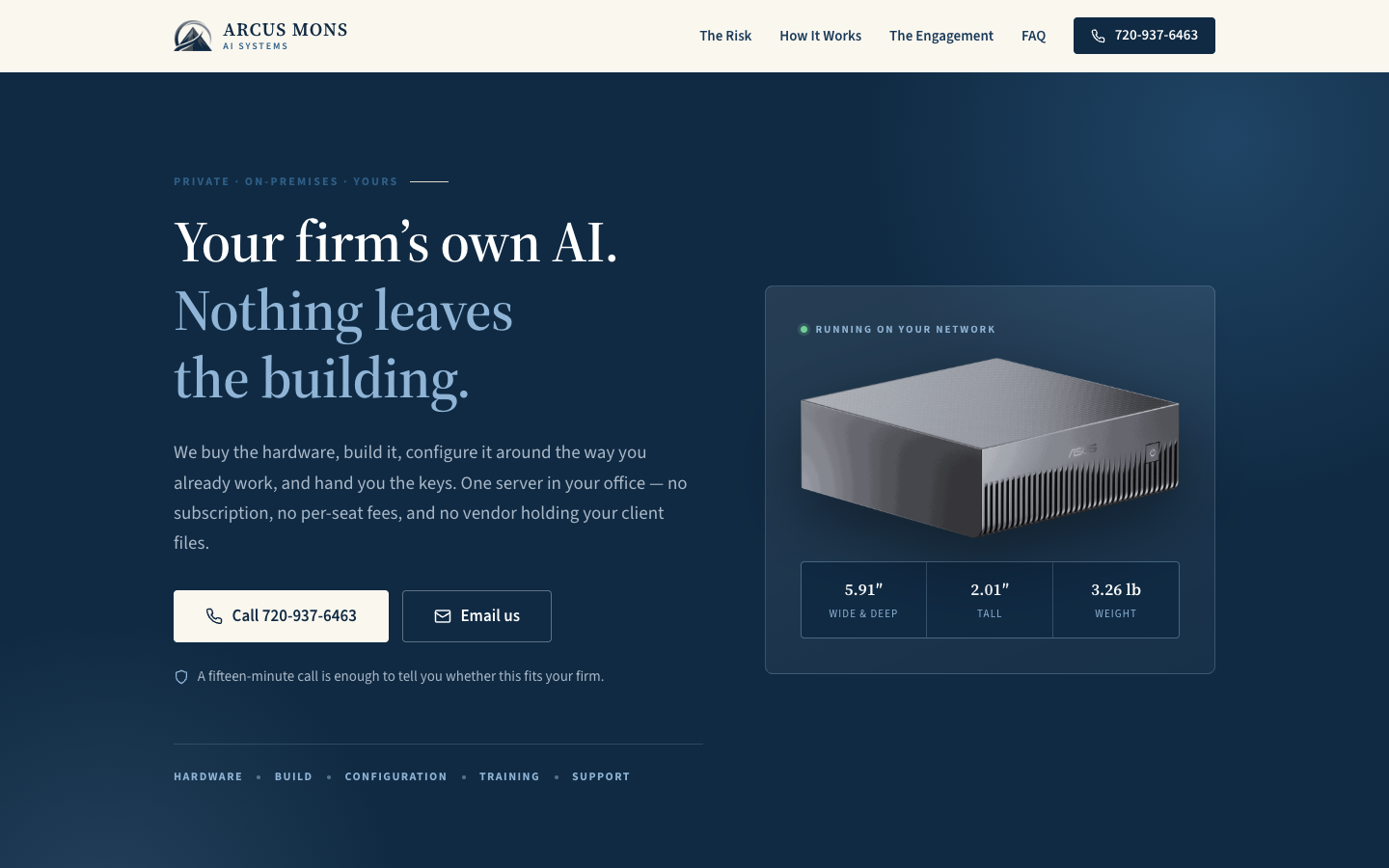 Arcus Mons AI Systems homepage screenshot