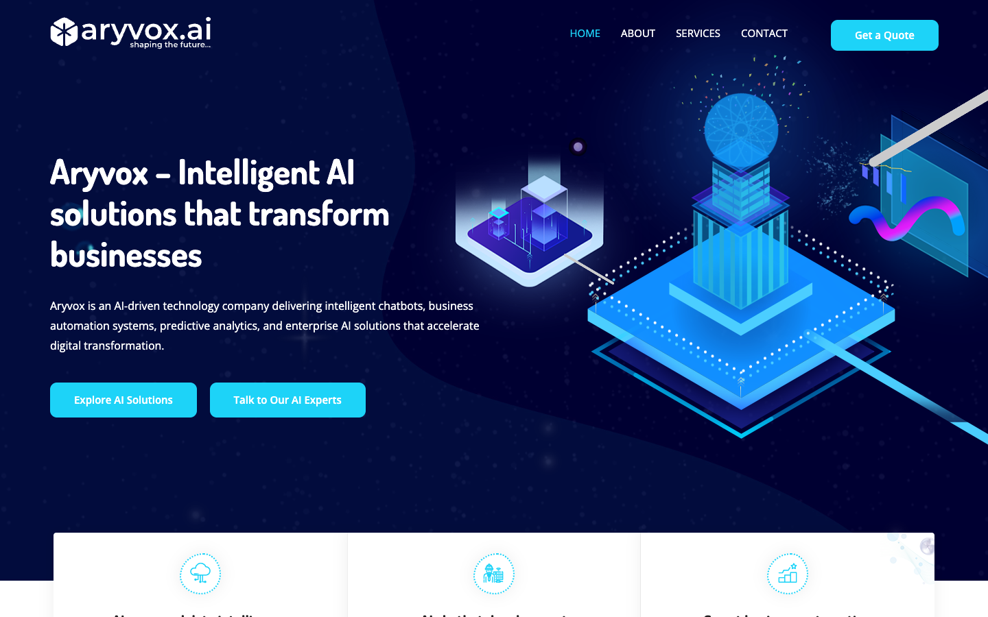 Aryvox AI homepage screenshot