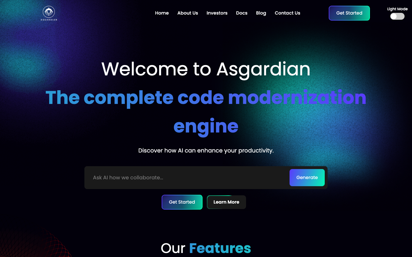 Asgardian homepage screenshot