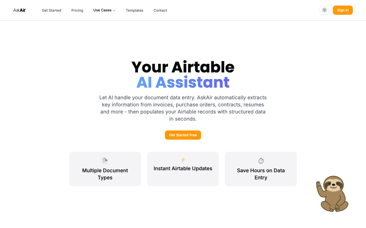AskAir homepage screenshot