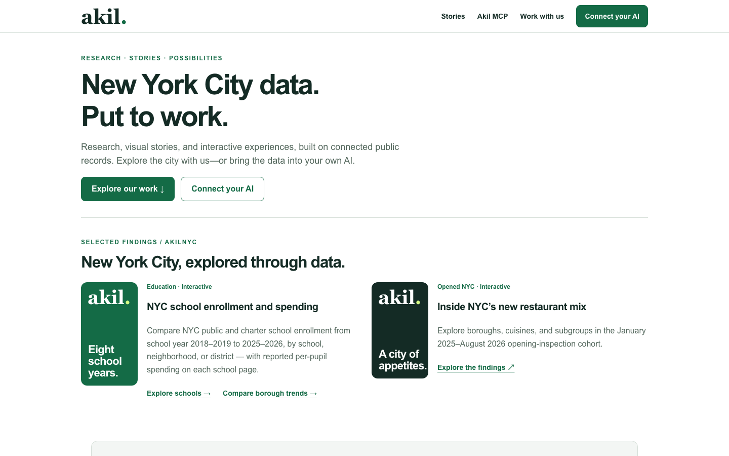 Akil homepage screenshot