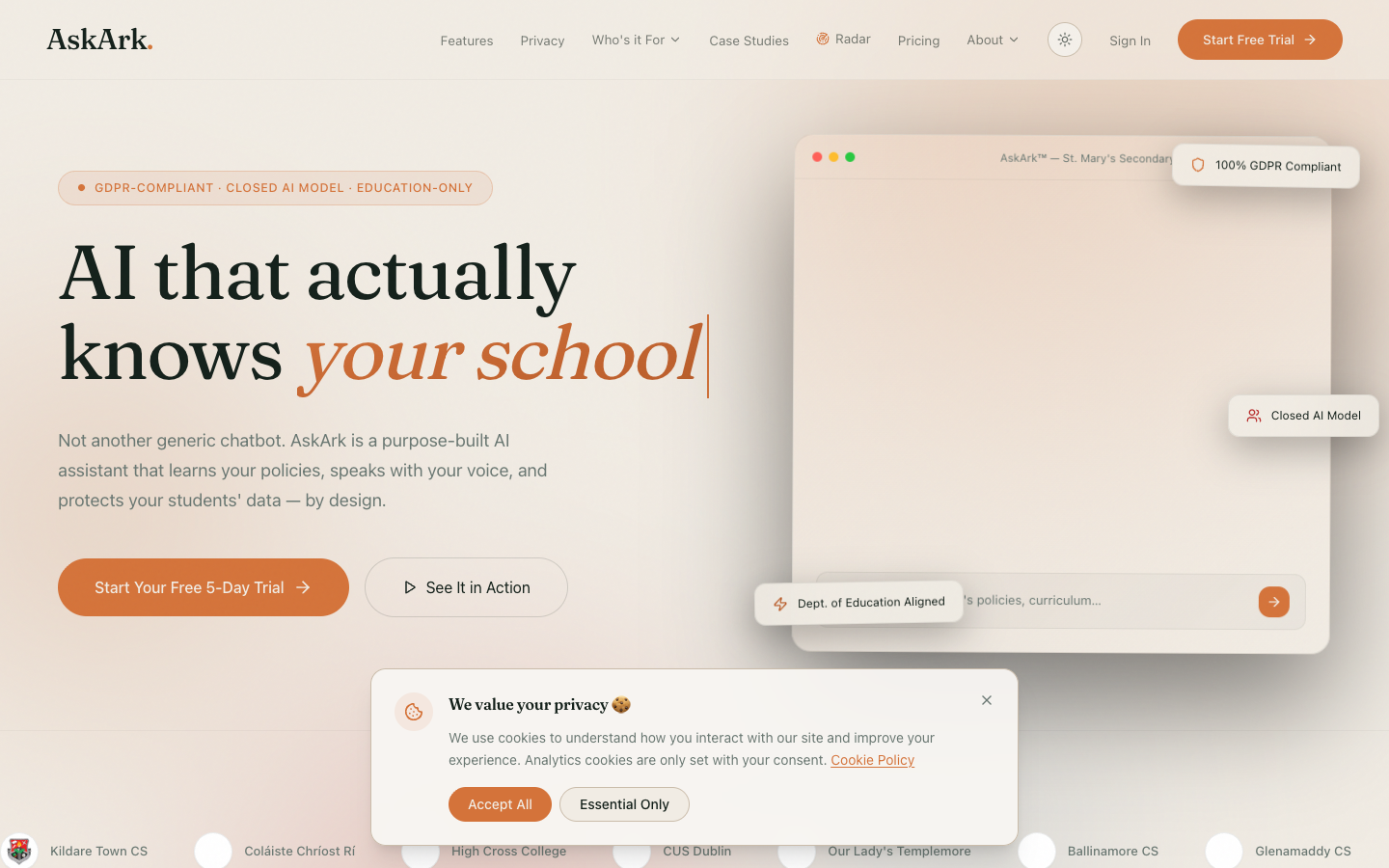 AskArk homepage screenshot