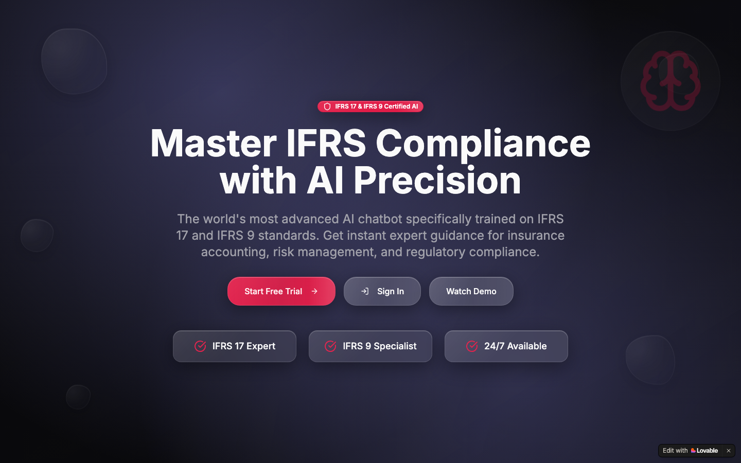 IFRS AI homepage screenshot