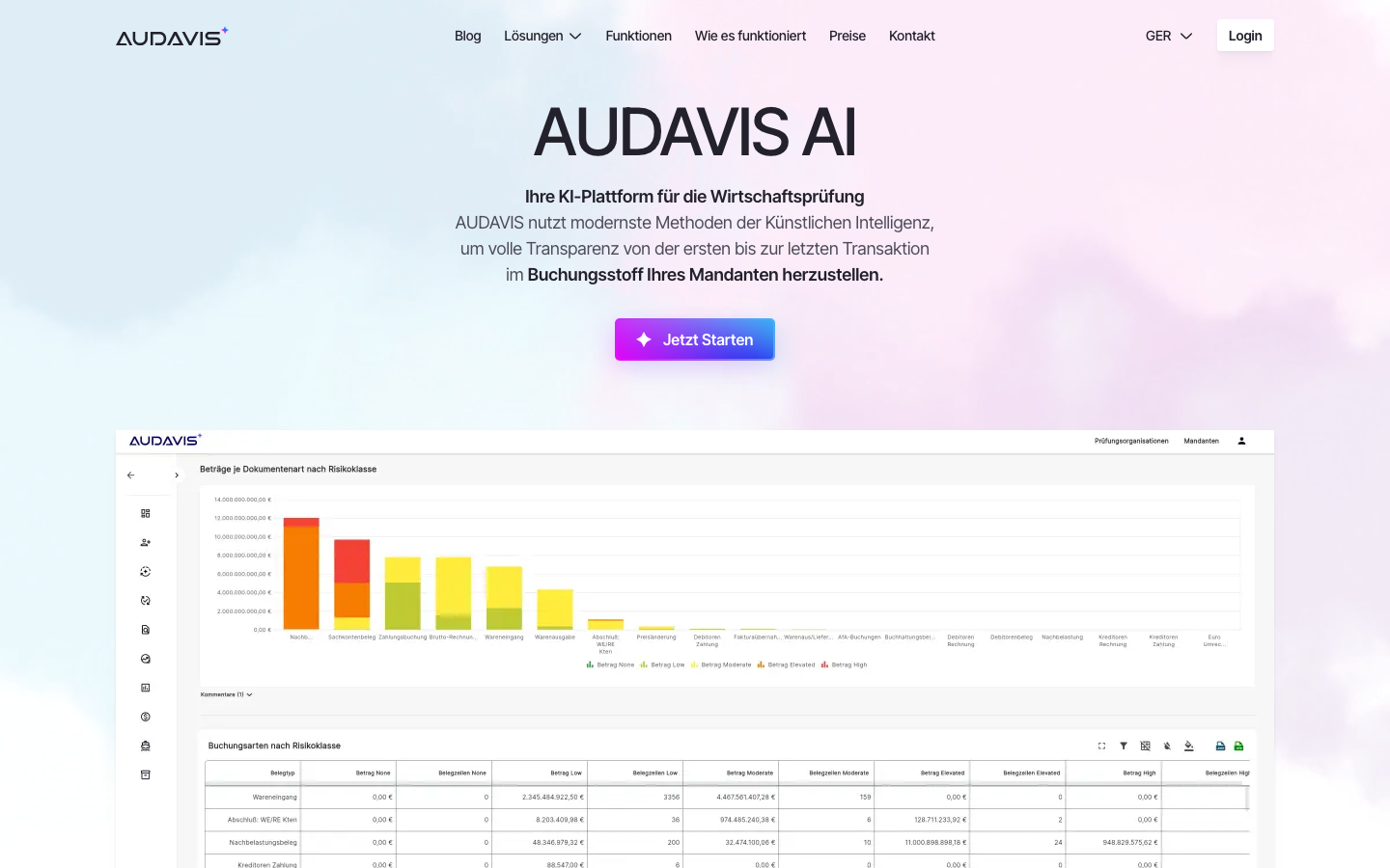 AUDAVIS AI homepage screenshot