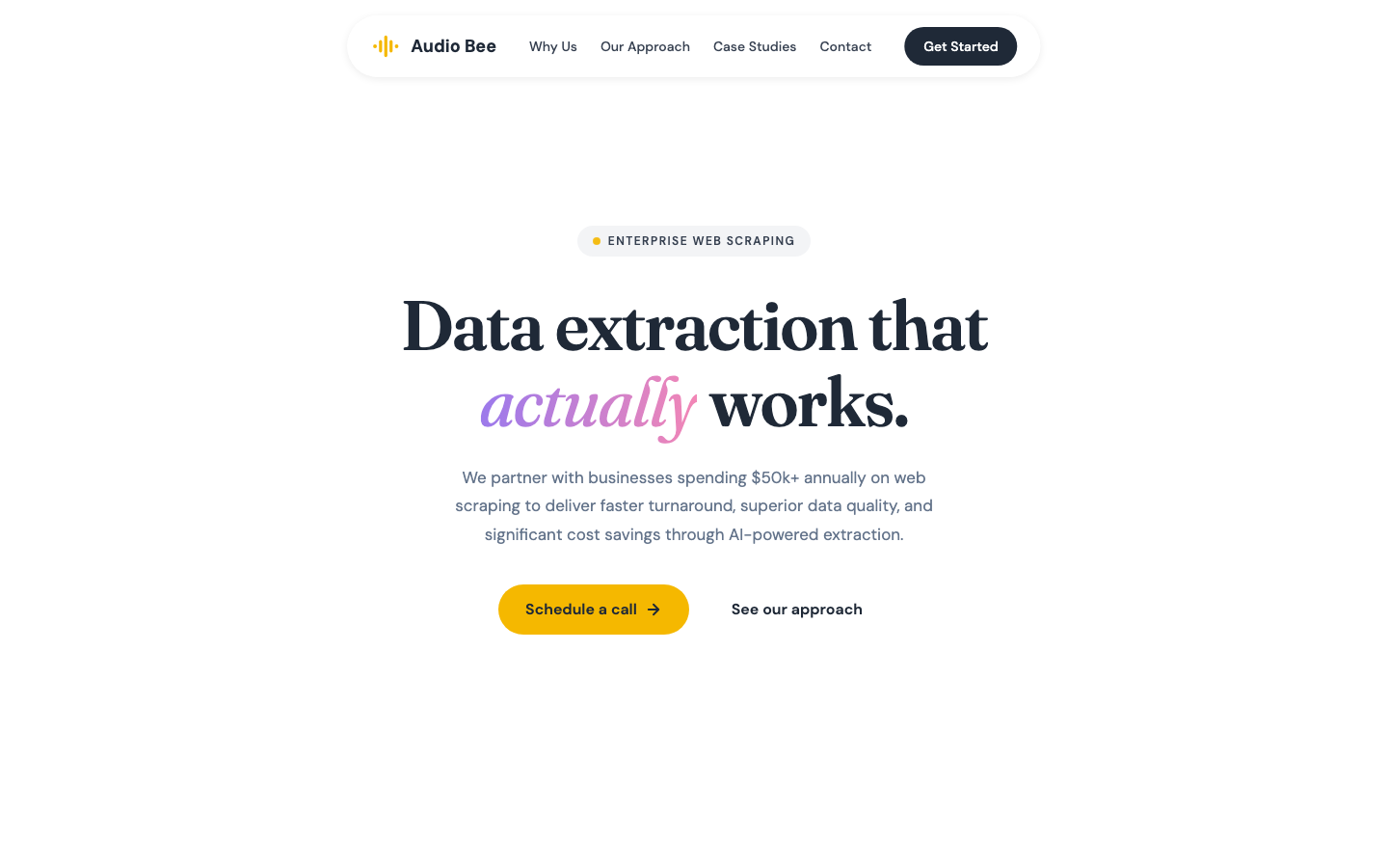 Audio Bee homepage screenshot