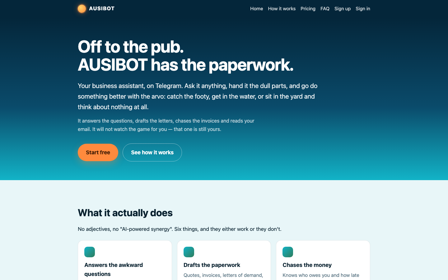 AUSIBOT homepage screenshot