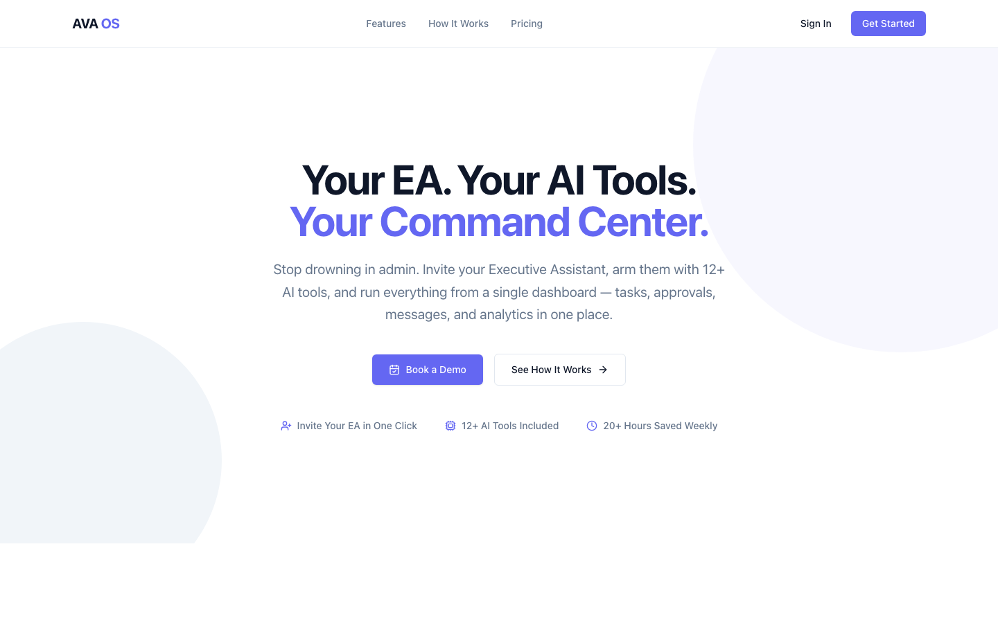 AVA OS homepage screenshot