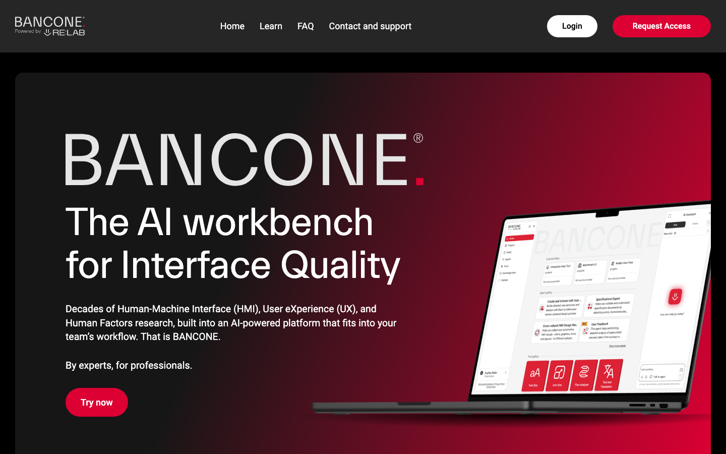 BANCONE homepage screenshot