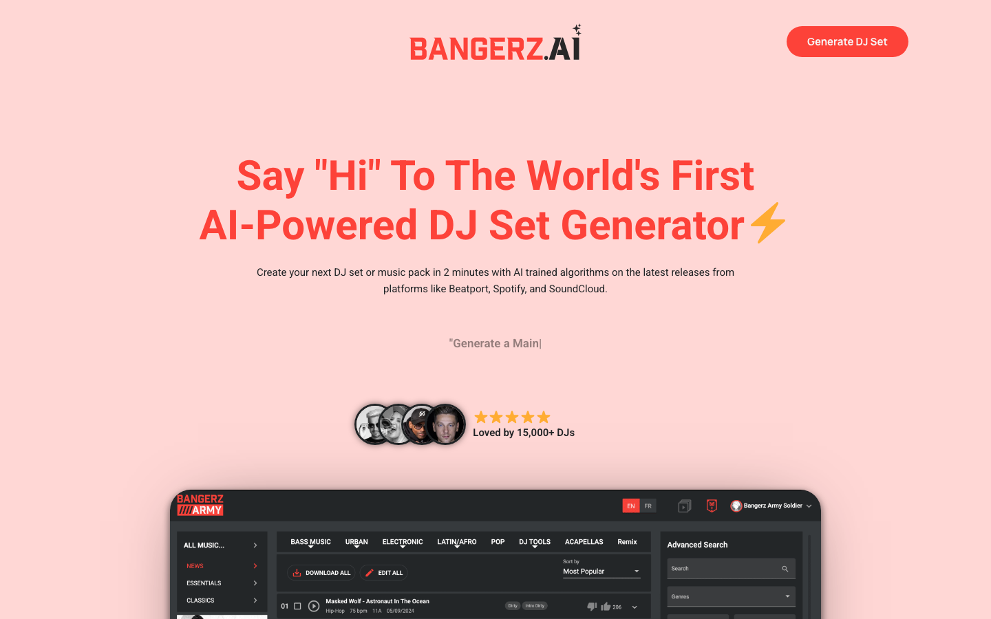 Bangerz.Ai homepage screenshot