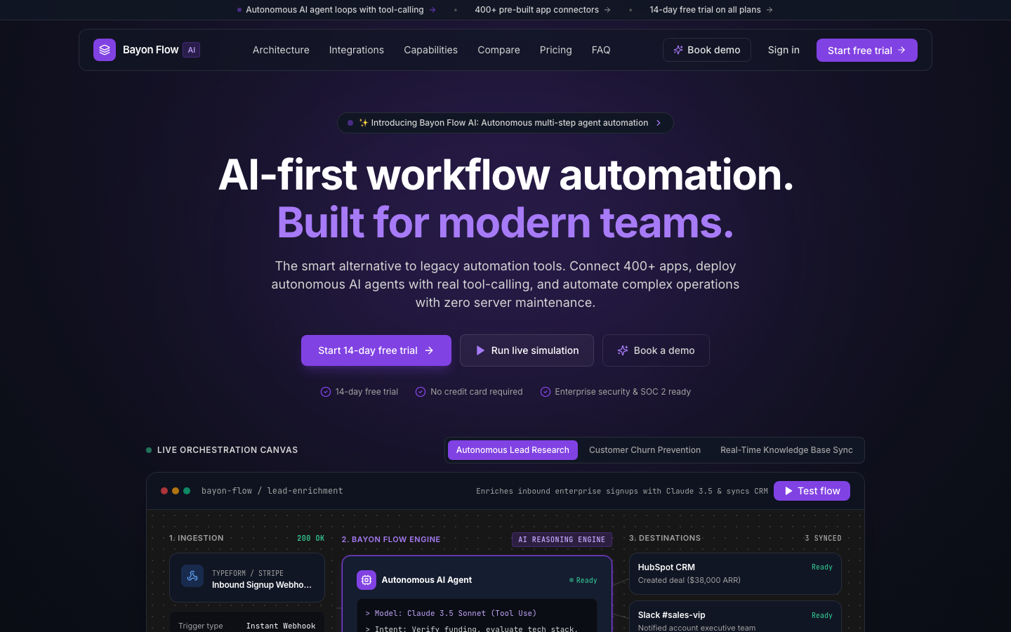 Bayon Flow homepage screenshot