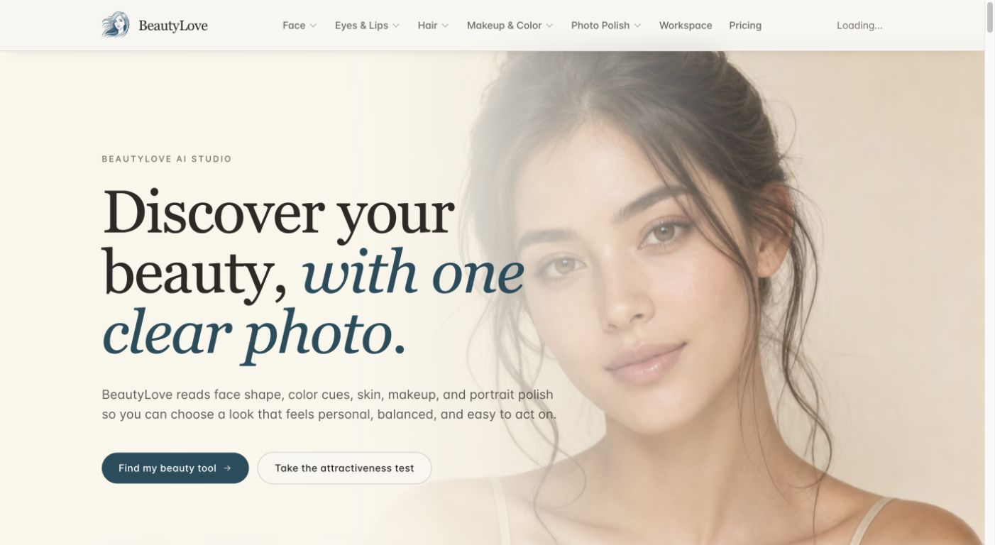 BeautyLove AI 首页截图
