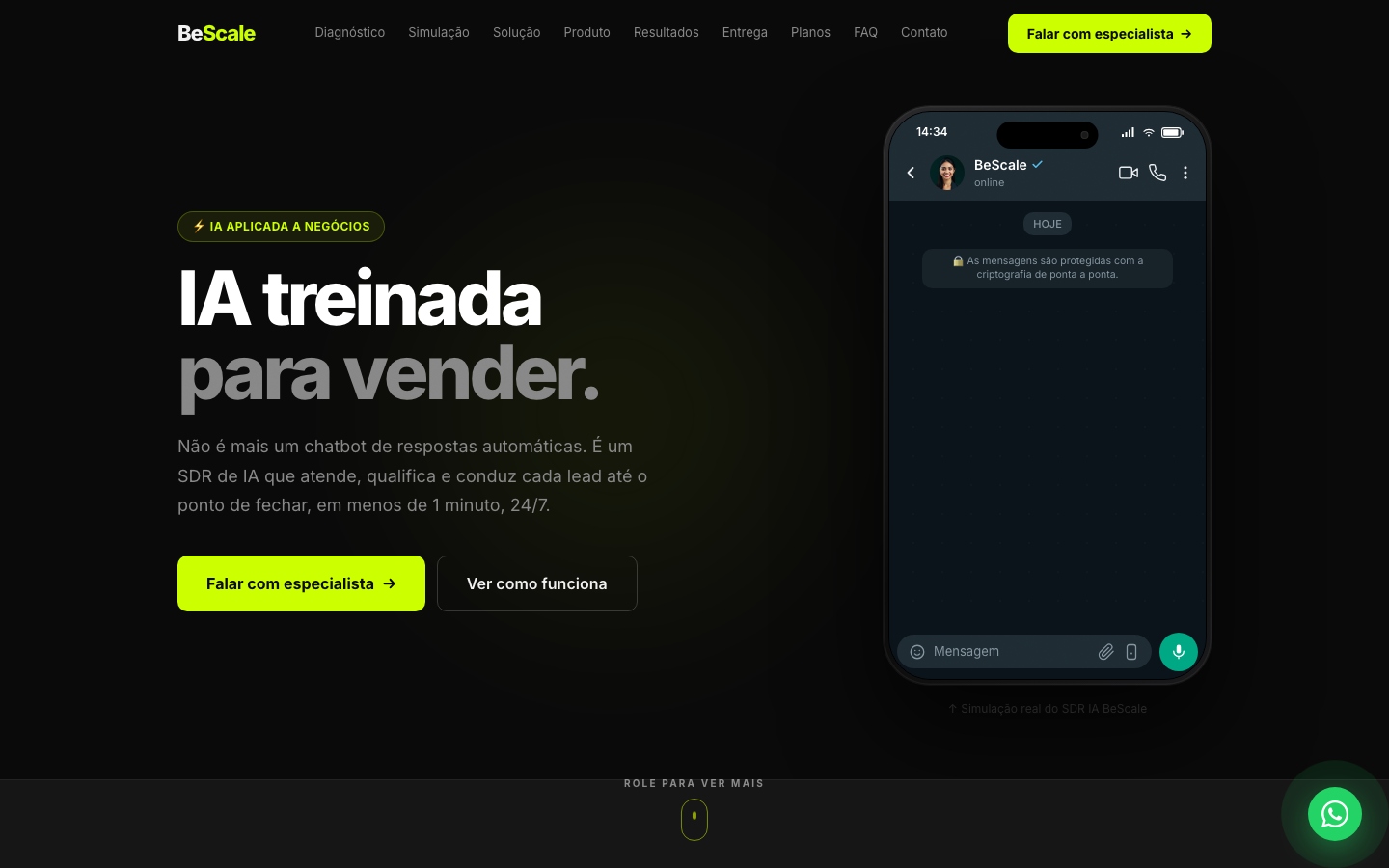 BeScale homepage screenshot