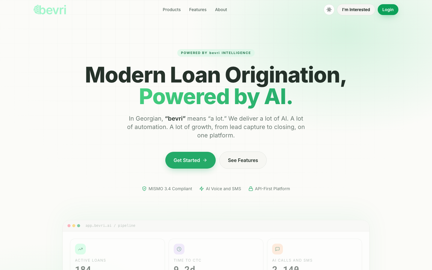 bevri homepage screenshot