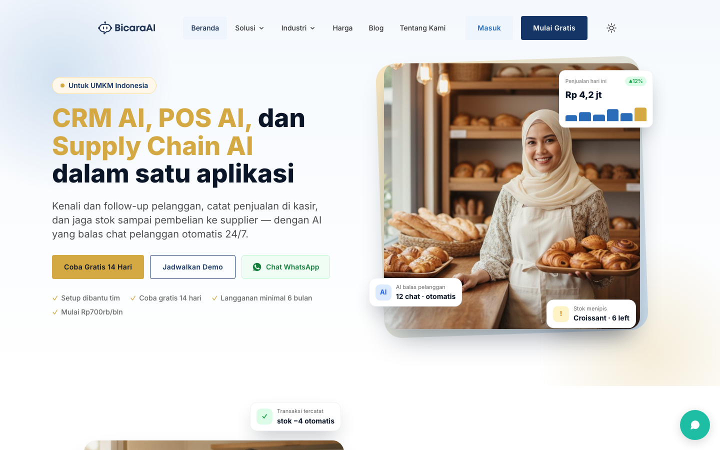 Bicara AI homepage screenshot
