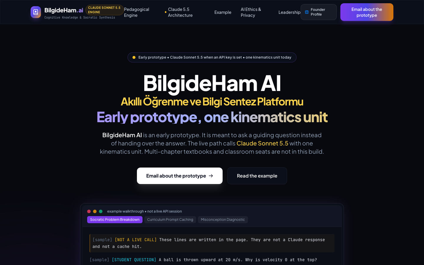 BilgideHam AI homepage screenshot